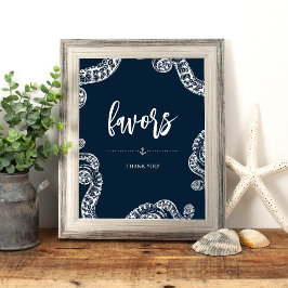 Hochzeitszeichen des Navy Nautic Octopus Gastgesch Fotodruck