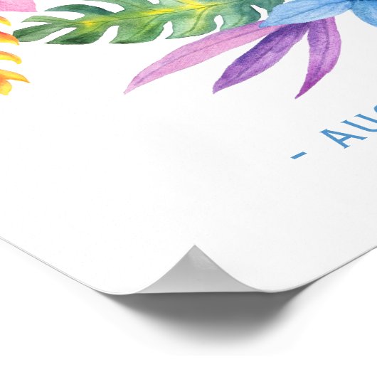 Hochzeitszeichen des tropischen Kranzes am Strand Poster (Ecke)