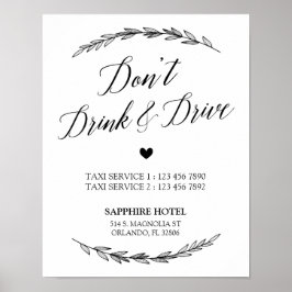 Hochzeitszeichen - Don't’ Drink & Drive Laurel Zei Poster