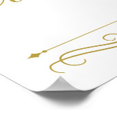 Hochzeitszeichen | Elegant Gold Swirl Calligraphy Poster (Ecke)