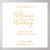 Hochzeitszeichen Elegantes Skript Real Gold Foliendrucke (Vorderseite)