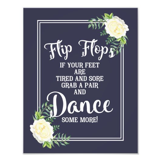 Hochzeitszeichen, Flip Flops, Hochzeit, blumengesc Fotodruck (Vorne)