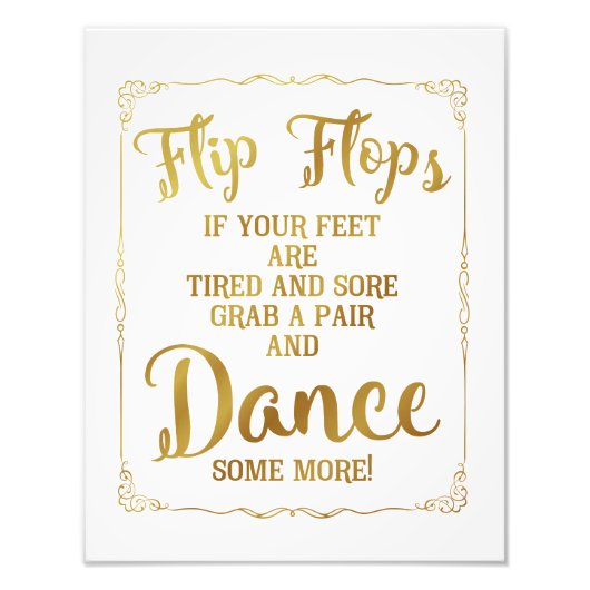 Hochzeitszeichen, Flip Flops, Hochzeit, Gold Fotodruck (Vorne)