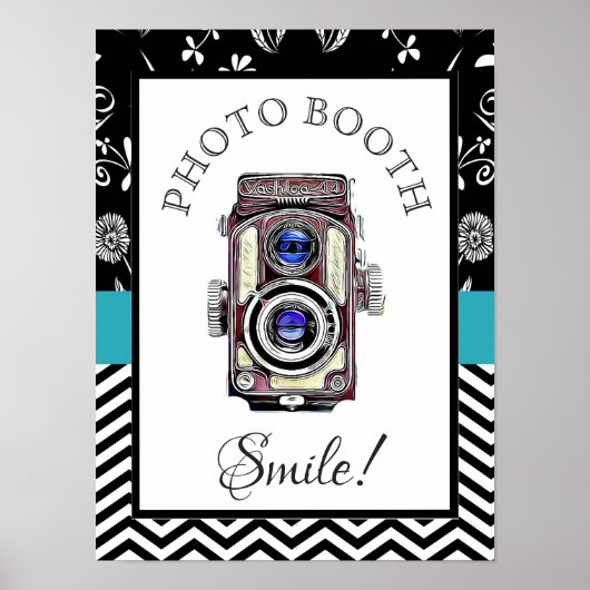 Hochzeitszeichen für Foto-Stand, Vintage Kamera Poster (Vorne)