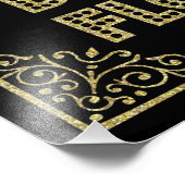 Hochzeitszeichen für glitzerndes Gold und schwarze Fotodruck (Ecke)