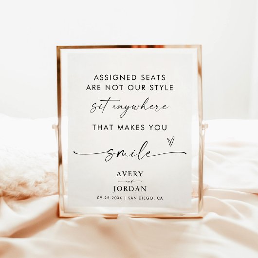 Hochzeitszeichen für offene Sitze | Keine zugeteil Poster