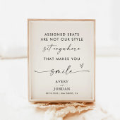 Hochzeitszeichen für offene Sitze | Keine zugeteil Poster