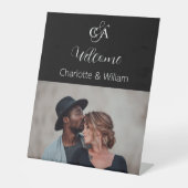 Hochzeitszeichen für Schwarzes Foto Sockelschild (Vorderseite)