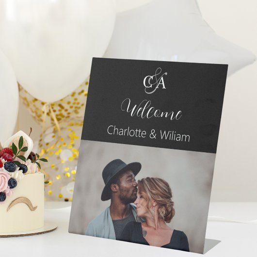 Hochzeitszeichen für Schwarzes Foto Sockelschild