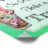 Hochzeitszeichen für Süßes Buffet Pink und Gree Po Poster (Ecke)