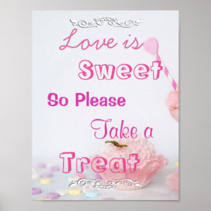 Hochzeitszeichen für Süßigkeiten Buffet, rosa Kuch Poster
