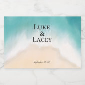 Hochzeitszeichen für Wasserfarben am Strand Alkoholflaschenetikett (Einzelnes Label)