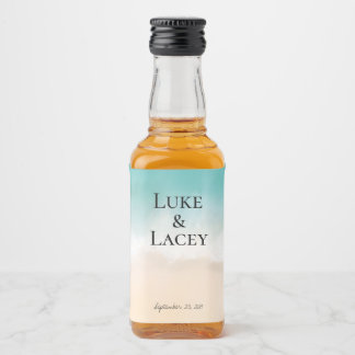 Hochzeitszeichen für Wasserfarben am Strand Alkoholflaschenetikett