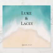 Hochzeitszeichen für Wasserfarben am Strand Schaumweinetikett (Einzelnes Label)