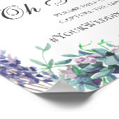 Hochzeitszeichen. Hashtag für lila Blumeninstagram Poster (Ecke)