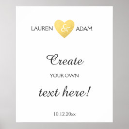 Hochzeitszeichen Imitate Goldherz, benutzerdefinie Poster