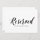 Hochzeitszeichen "Reserviert für Familie der Groom Einladung (Vorne/Hinten)