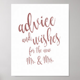 Hochzeitszeichen Rose Gold Glitter 8x10 Advice Wis Poster