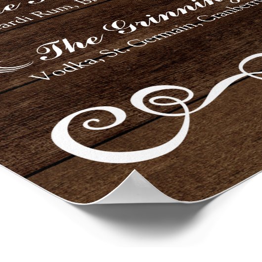Hochzeitszeichen - Signature Cocktail Rustikale Ho Poster (Ecke)