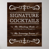Hochzeitszeichen - Signature Cocktail Rustikale Ho Poster (Vorne)
