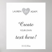 Hochzeitszeichen Silberherz, Sondertext, Silberner Poster (Vorne)