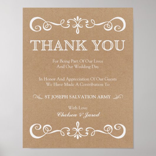 Hochzeitszeichen - Spende rustikales Hochzeitszeic Poster (Vorne)