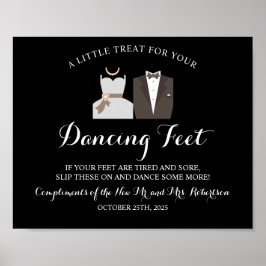 Hochzeitszeichen von Braut- und Bauerntanzfüßen Poster
