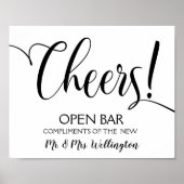 Hochzeitszeichen von Open Bar Cheers Poster (Vorne)