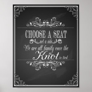 Hochzeitszeichen Wählen Sie eine Sitzplatine aus Poster