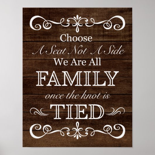 Hochzeitszeichen - Wählen Sie einen Sitzplatz Rust Poster (Vorne)