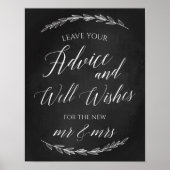 Hochzeitszeichen - Wünsche Hochzeitskhalkboard-Zei Poster (Vorne)