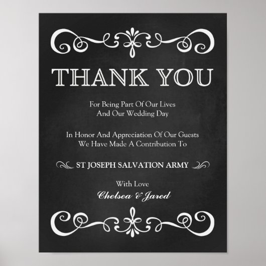 Hochzeitszeichen - Zeichen für Hochzeitsspende Poster (Vorne)