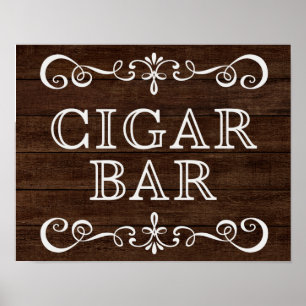 Hochzeitszeichen - Zigarre Bar - rustikales Hochze Poster