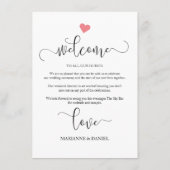 Hochzeitszeit mit niedlichem Herz, Gastreise Hinweiskarte (Rückseite)