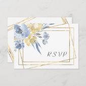 Hochzeitszeit von dunkelblauen geometrischen Goldr RSVP Karte (Vorne/Hinten)