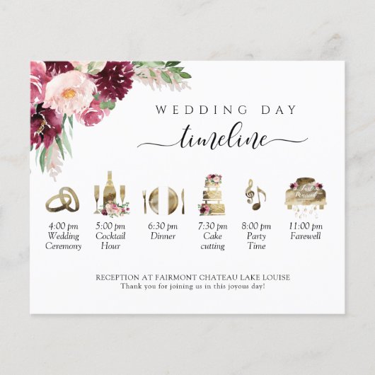 Hochzeitszeitschrift und Programm Burgundy Blush P (Vorderseite)