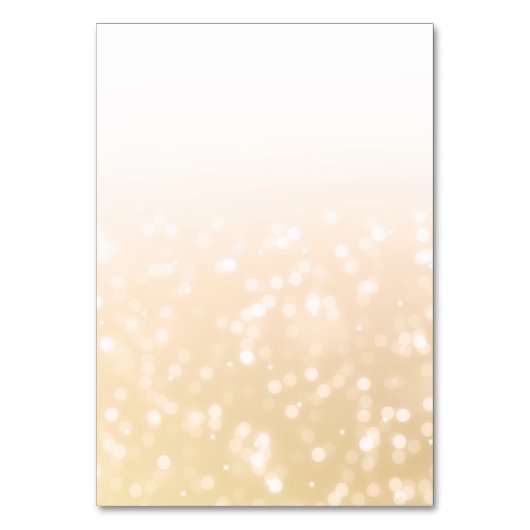 Hochzeitszelt-Karten Gold Bokeh Sparkle Lights Tischnummer (Rückseite)