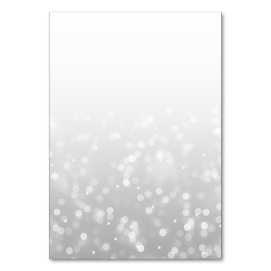 Hochzeitszelt-Karten Silver Bokeh Sparkle Licht Tischnummer (Rückseite)
