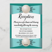 Hochzeitszeremon für Gold und Aquamarine Perl Folieneinladung (Rückseite)