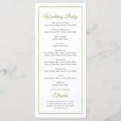 Hochzeitszeremonie auf der grünen Aquarellpalme Programm (Rückseite)