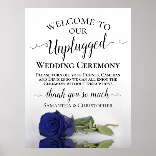 Hochzeitszeremonie in Navy Blue Rose Chic unplugge Poster (Vorne)