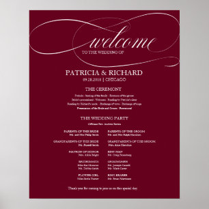 Hochzeitszeremonie-Programm Burgund Marsala Poster
