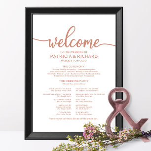 Hochzeitszeremonie-Programmtafel Roségold Poster