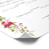 Hochzeitszertifikat Blumenrosa und Rote Garland Poster (Ecke)