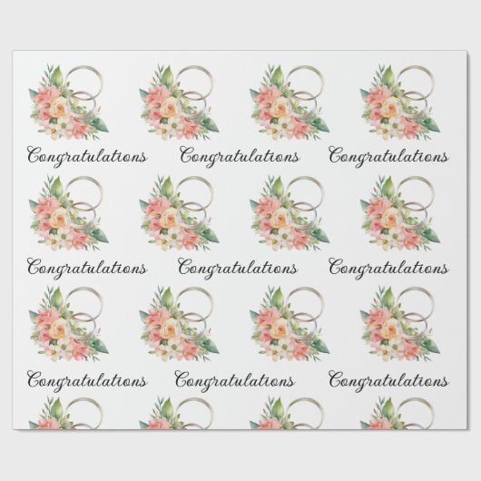 Hochzeitszettel-Flachblatt-Set von 3 Geschenkpapier (Flach)