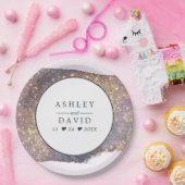 Hochzeitszettel für Lila Glitzer Pappteller (Party)