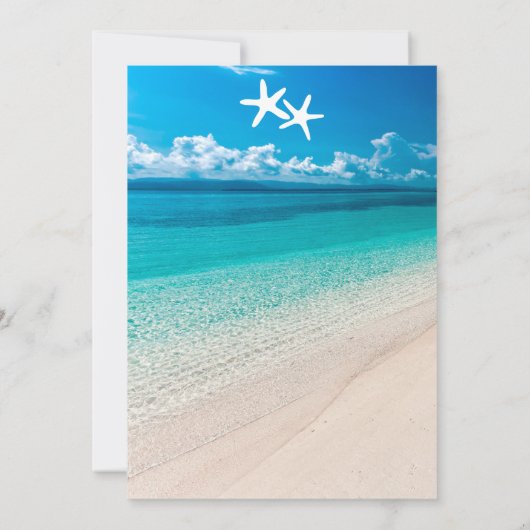 Hochzeitsziel für tropische Seesterne Einladung (Rückseite)