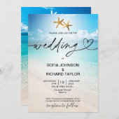 Hochzeitsziel für tropische Seesterne Einladung (Vorne/Hinten)