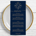 Hochzeitsziel Gold-Kompass-Monogramm Menükarte<br><div class="desc">Wedding Destination Gold Glitzer Compass Monogram Menu</div>