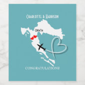 Hochzeitsziel Kroatien Weinetikett (Einzelnes Label)